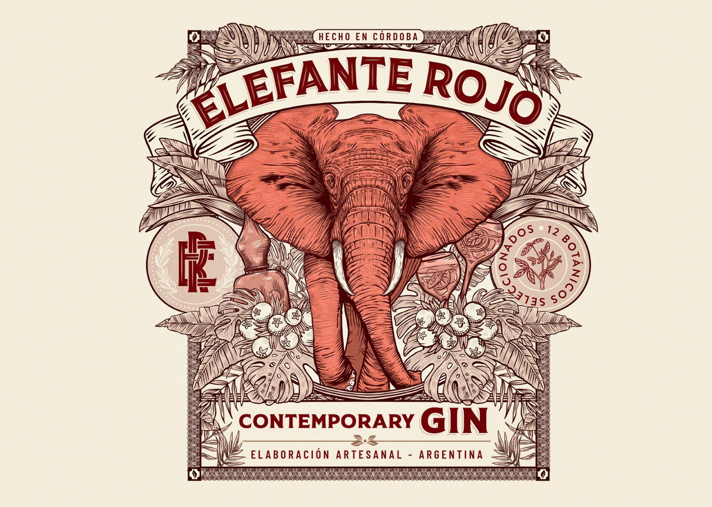 Gin Elefante Rojo杜松子酒包裝設(shè)計(jì)(圖2)