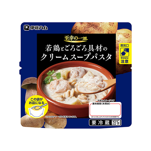 包裝設(shè)計(jì)欣賞嫩雞和咕嚕配料的奶油湯意大利面(伊藤火腿) (圖1)